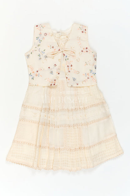 The Nesavu Girls Cotton Frock Girls Cotton Frock with Jacket for Festive Wear and Outings Nesavu Nesavu Girls Cotton Frock With Embroidered Jacket For Festive Wear And Casual Outings
