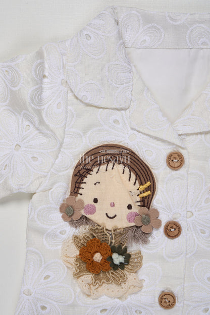 The Nesavu Girls Sharara / Plazo Set Girls Cotton Sharara Set with 3D Doll Patch for Ethnic Day and Casual Outings Nesavu Nesavu girls cotton sharara set doll patch embroidery ethnic day casual celebrations