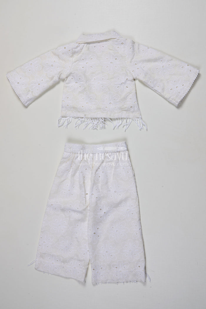 The Nesavu Girls Sharara / Plazo Set Girls Cotton Sharara Set with 3D Doll Patch for Ethnic Day and Casual Outings Nesavu Nesavu girls cotton sharara set doll patch embroidery ethnic day casual celebrations