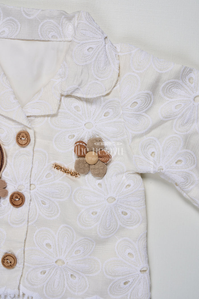 The Nesavu Girls Sharara / Plazo Set Girls Cotton Sharara Set with 3D Doll Patch for Ethnic Day and Casual Outings Nesavu Nesavu girls cotton sharara set doll patch embroidery ethnic day casual celebrations
