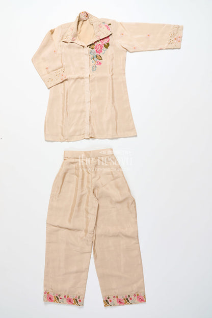 The Nesavu Girls Co-Ord Sets Girls Designer Embroidered Sharara Set for Weddings and Festive Evenings Nesavu Nesavu girls embroidered georgette sharara set weddings festive family occasions