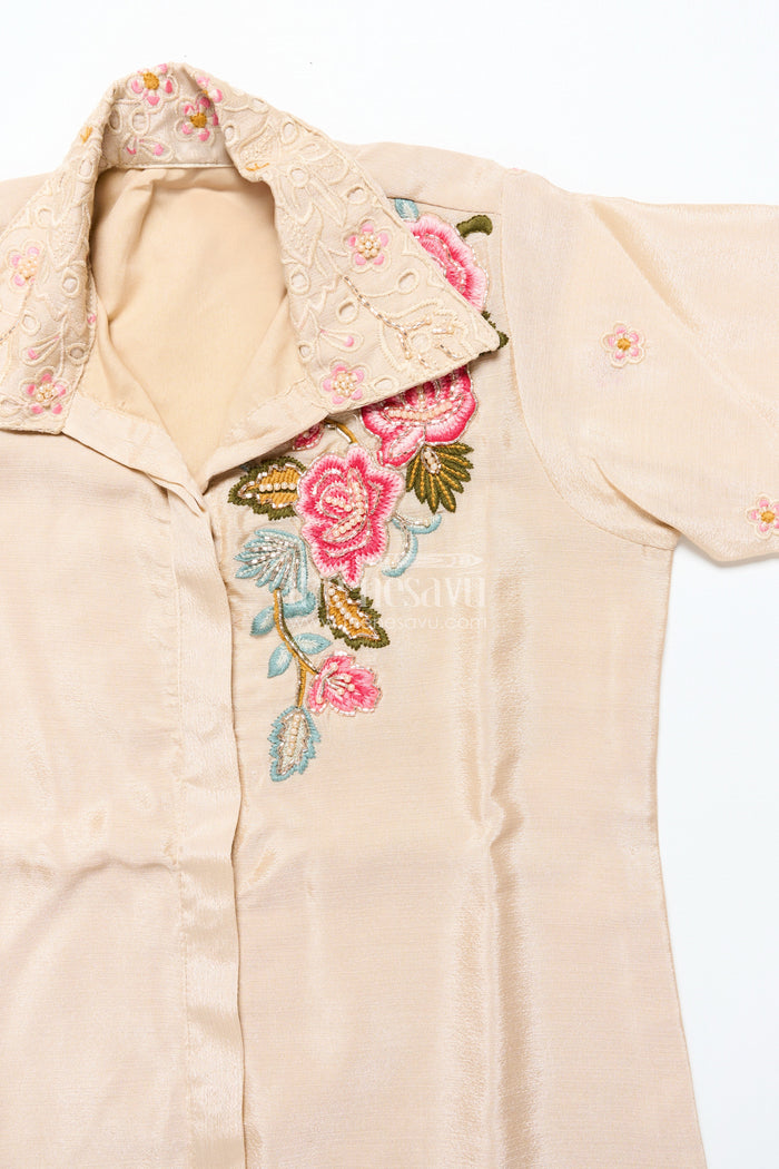 The Nesavu Girls Co-Ord Sets Girls Designer Embroidered Sharara Set for Weddings and Festive Evenings Nesavu Nesavu girls embroidered georgette sharara set weddings festive family occasions