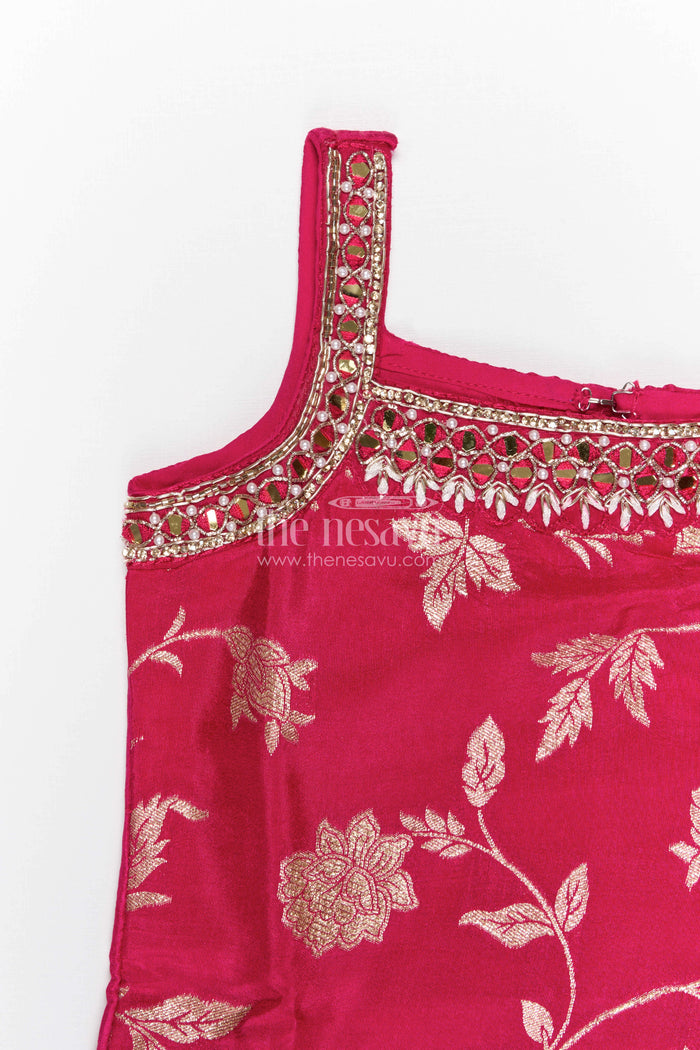 The Nesavu Girls Dothi Sets Girls Dhoti Set for Festive Celebrations and Cultural Events Nesavu Nesavu girls georgette dhoti set for festive celebrations with designer yoke