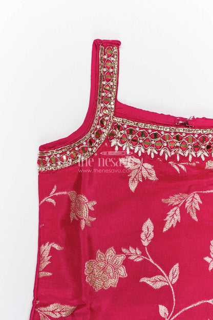 The Nesavu Girls Dothi Sets Girls Dhoti Set for Festive Celebrations and Cultural Events Nesavu Nesavu girls georgette dhoti set for festive celebrations with designer yoke