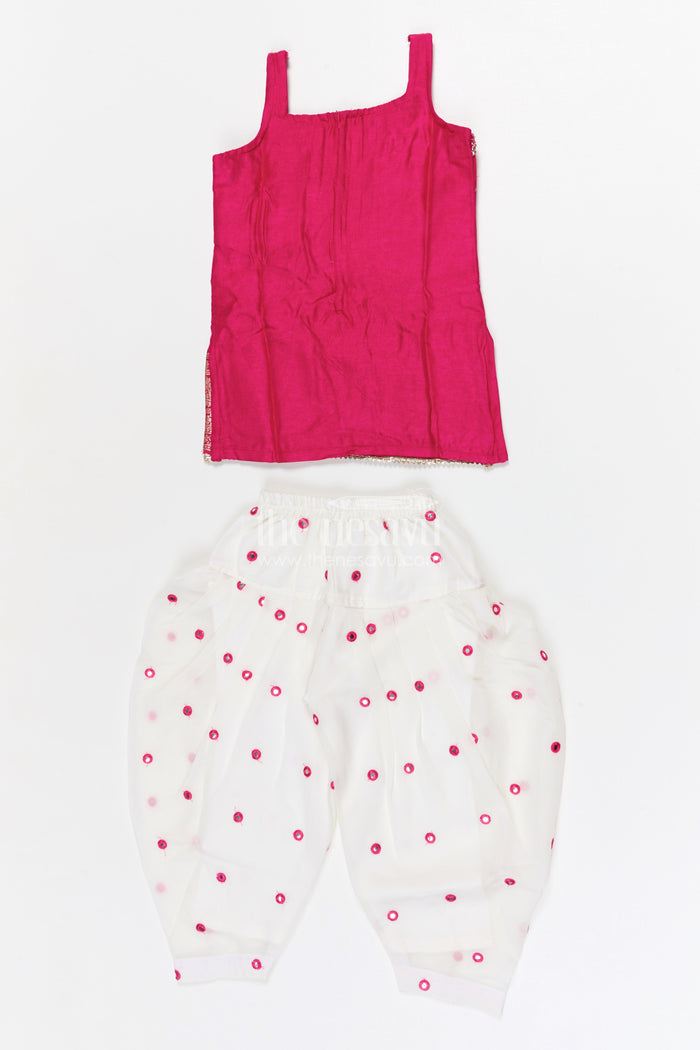 The Nesavu Girls Dothi Sets Girls Dhoti Set for Festive Celebrations and Cultural Events Nesavu Nesavu girls georgette dhoti set for festive celebrations with designer yoke