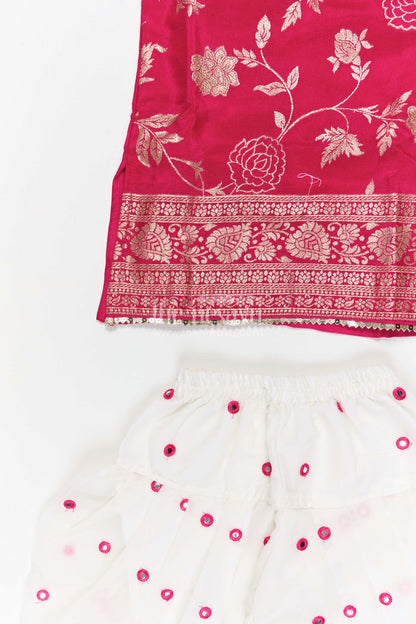 The Nesavu Girls Dothi Sets Girls Dhoti Set for Festive Celebrations and Cultural Events Nesavu Nesavu girls georgette dhoti set for festive celebrations with designer yoke