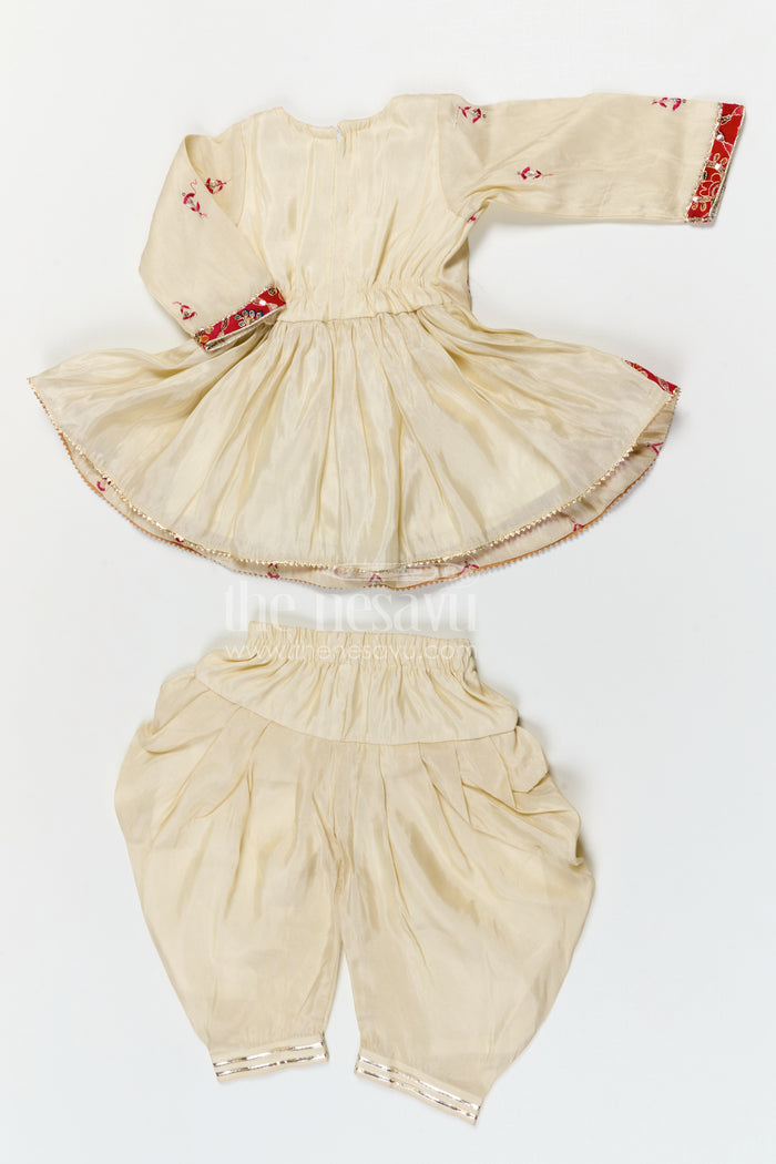 The Nesavu Girls Dothi Sets Girls Dhoti Set for Festive Celebrations and Cultural Type Events Nesavu Nesavu girls viscose silk dhoti set with embroidered yoke for festive celebrations and cultural events