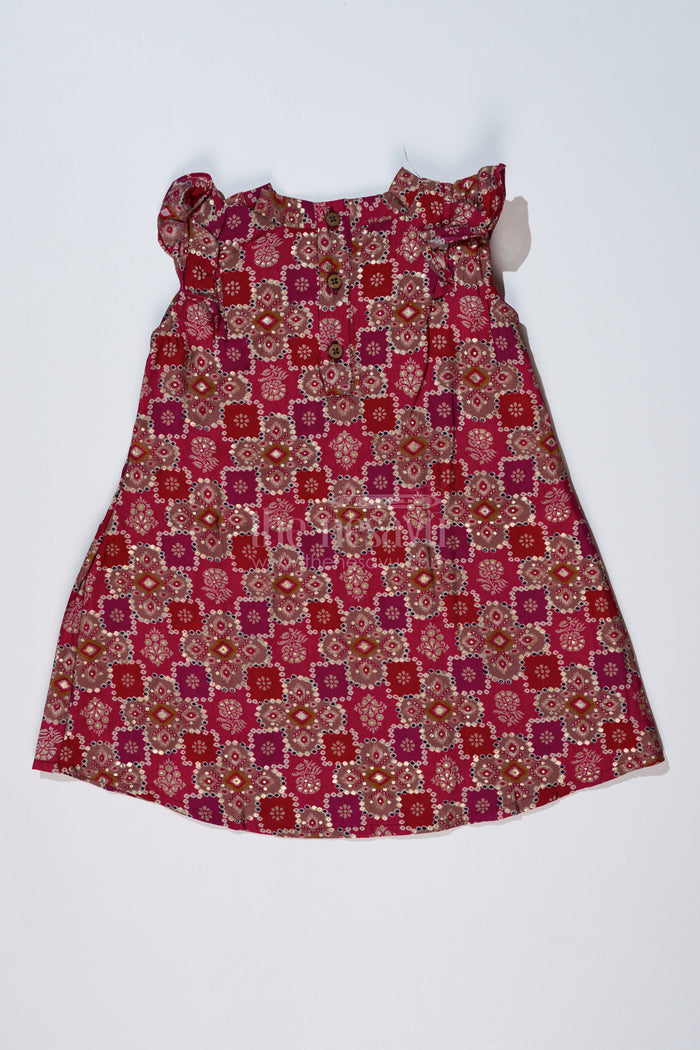 The Nesavu Girls Cotton Frock Girls Dm Frock in Muslin Silk with Stylish Pleats and Bow Detail Nesavu Girls DM Frock Muslin Silk Stylish Pleats Shoulder Bow | The Nesavu