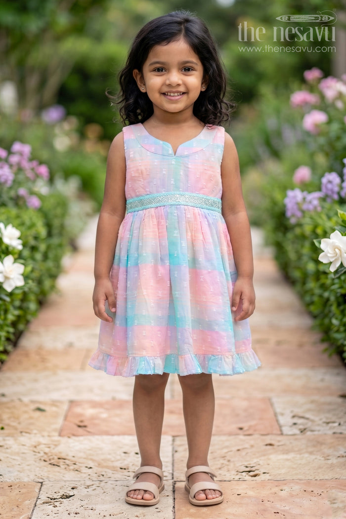 The Nesavu Girls Cotton Frock Girls Dobby Frock for Festive Outings and Birthday Celebrations Nesavu 14 (6M) / Multicolor / Georgette GFC2267A-14 Nesavu Girls Dobby Frock For Birthdays And Festive Family Celebrations