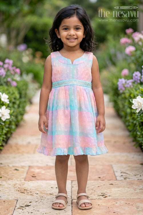 The Nesavu Girls Cotton Frock Girls Dobby Frock for Festive Outings and Birthday Celebrations Nesavu 14 (6M) / Multicolor / Georgette GFC2267A-14 Nesavu Girls Dobby Frock For Birthdays And Festive Family Celebrations