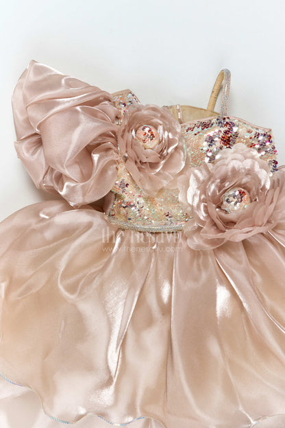 The Nesavu Girls Fancy Party Frock Girls Dramatic Satin Frock for Receptions and Grand Celebrations Nesavu Nesavu Girls Dramatic Satin Frock For Receptions Milestone Birthdays Formal Parties And Grand Celebrations