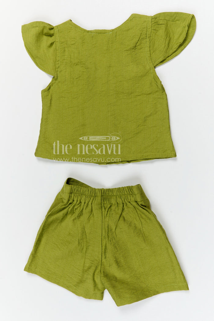 The Nesavu Girls Co-Ord Sets Girls Embroidered Co Ord Set for Casual Outings and Summer Playtime Nesavu Nesavu girls cotton blend embroidered co ord set for summer playtime and casual outings