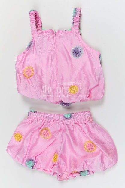 The Nesavu Girls Co-Ord Sets Girls Embroidered Co Ord Set for Summer Outings and Playful Days Nesavu Nesavu girls cotton blend embroidered co ord set for summer outings and casual play