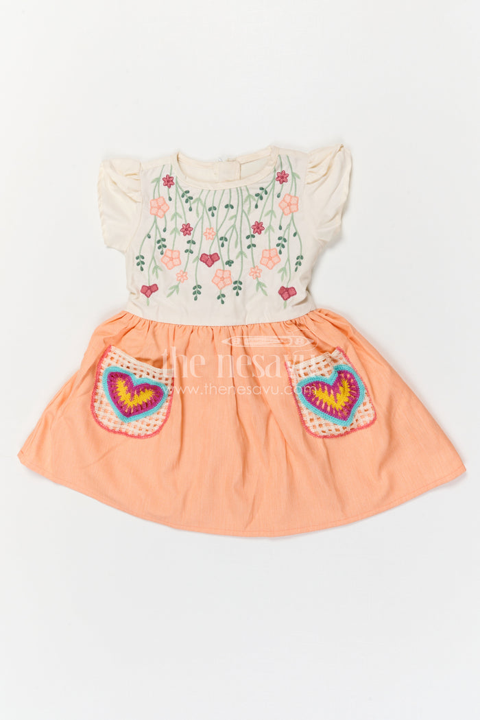 The Nesavu Girls Cotton Frock Girls Embroidered Cotton Frock for Festive Outings and Casual Celebrations Nesavu Nesavu Girls Cotton Embroidered Frock With Floral Design For Festive Outings And Birthdays