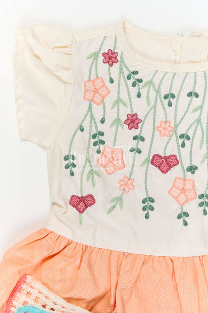 The Nesavu Girls Cotton Frock Girls Embroidered Cotton Frock for Festive Outings and Casual Celebrations Nesavu Nesavu Girls Cotton Embroidered Frock With Floral Design For Festive Outings And Birthdays