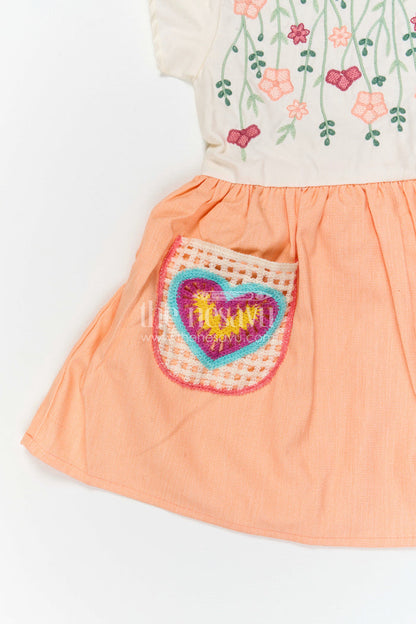 The Nesavu Girls Cotton Frock Girls Embroidered Cotton Frock for Festive Outings and Casual Celebrations Nesavu Nesavu Girls Cotton Embroidered Frock With Floral Design For Festive Outings And Birthdays