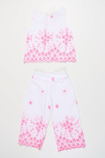 The Nesavu Girls Casual Set Girls Embroidered Cotton Set for School Ethnic Days and Cultural Outings Nesavu 18 (2Y) / Pink GPS886A-18 Nesavu girls embroidered cotton kurta set ethnic school day cultural family occasions