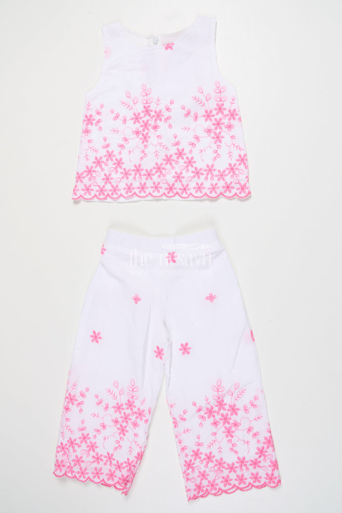 The Nesavu Girls Casual Set Girls Embroidered Cotton Set for School Ethnic Days and Cultural Outings Nesavu Nesavu girls embroidered cotton kurta set ethnic school day cultural family occasions