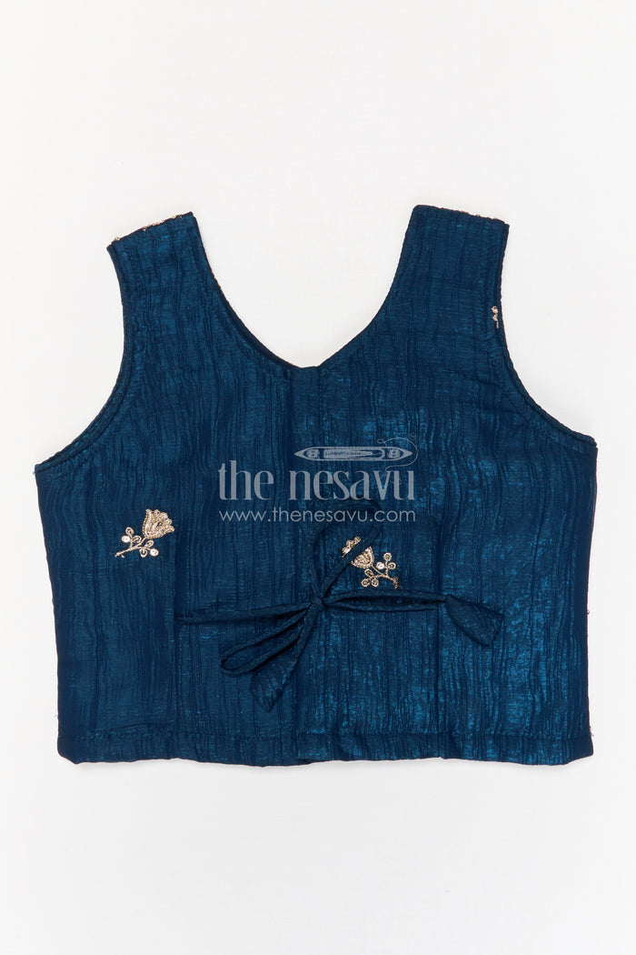 The Nesavu Girls Lehenga Choli Girls Embroidered Design Lehenga Choli for Weddings and Festive Occasions Nesavu Nesavu girls silk crepe embroidered lehenga choli for weddings and festive celebrations