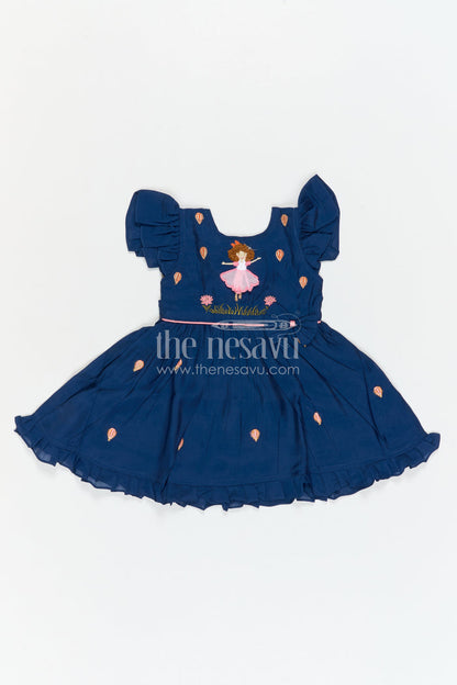 The Nesavu Girls Chanderi Frock Girls Embroidered Frock for Birthdays and Festive Celebrations Nesavu Nesavu Girls Chanderi Cotton Frock With Embroidery For Birthdays And Festive Occasions
