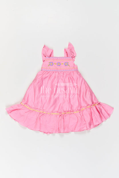 The Nesavu Girls Cotton Frock Girls Embroidered Frock for Birthdays and Festive Gatherings Nesavu Nesavu Girls Embroidered Cotton Blend Frock For Birthday Parties And Festive Family Occasions