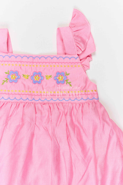 The Nesavu Girls Cotton Frock Girls Embroidered Frock for Birthdays and Festive Gatherings Nesavu Nesavu Girls Embroidered Cotton Blend Frock For Birthday Parties And Festive Family Occasions