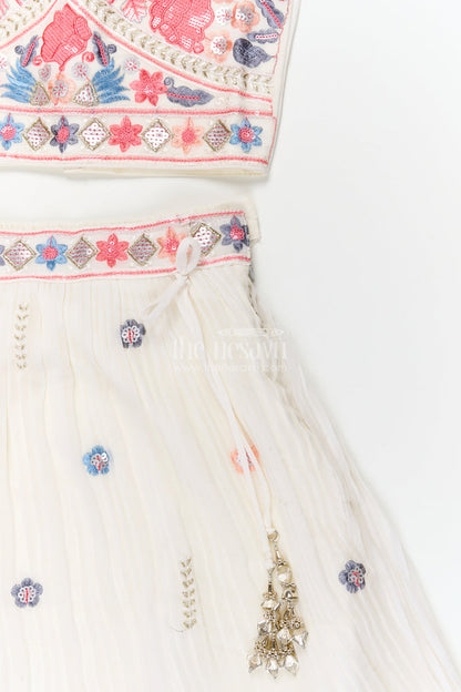 The Nesavu Girls Ethnic Lehenga Girls Embroidered Lehenga Choli Set for Festive Family Gatherings Nesavu Nesavu girls georgette lehenga choli with embroidery and contrast dupatta for weddings and celebrations