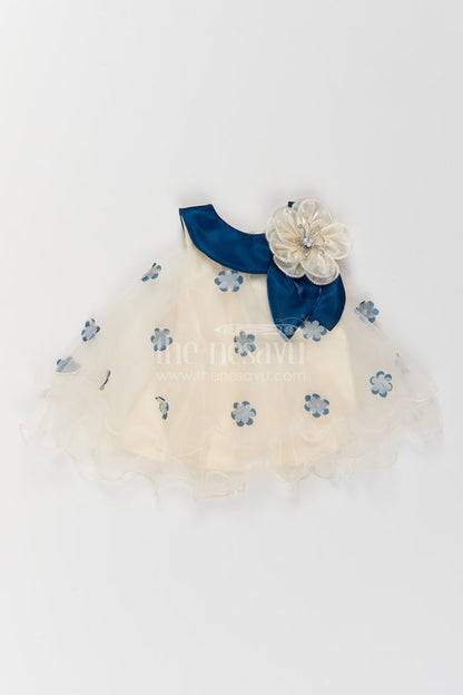 The Nesavu Girls Fancy Party Frock Girls Embroidered Net Frock for Family Portraits and Special Occasions Nesavu 16 (1Y) / Blue / Net PF328C-16 Nesavu Girls Embroidered Net Frock For Family Portraits Receptions Birthdays And Special Celebrations