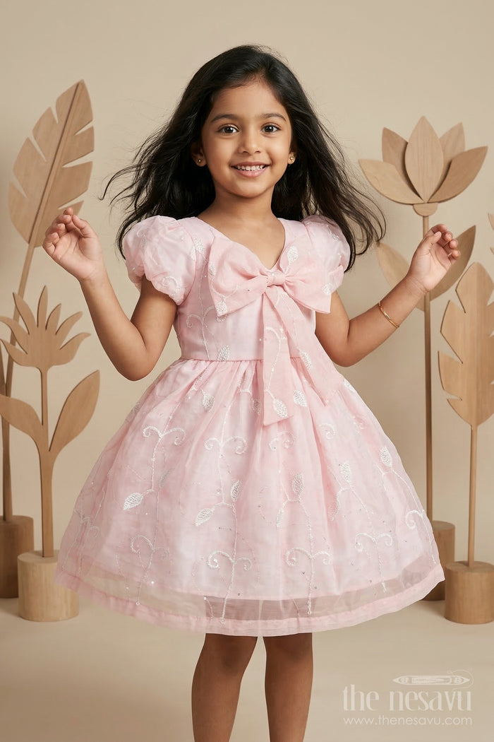 The Nesavu Girls Cotton Frock Girls Embroidered Party Frock for Birthdays and Special Celebrations Nesavu 20 (3Y) / Peach / Cotton Blend GFC2130B-20 Nesavu girls embroidered party frock for birthdays festive celebrations and special occasion wear