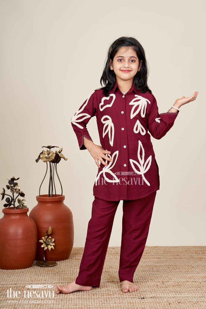 The Nesavu Girls Sharara / Plazo Set Girls embroidered plazzo set for casual festive days and school functions Nesavu Nesavu girls embroidered plazzo kurta set soft viscose  ideal casual festive ethnic days