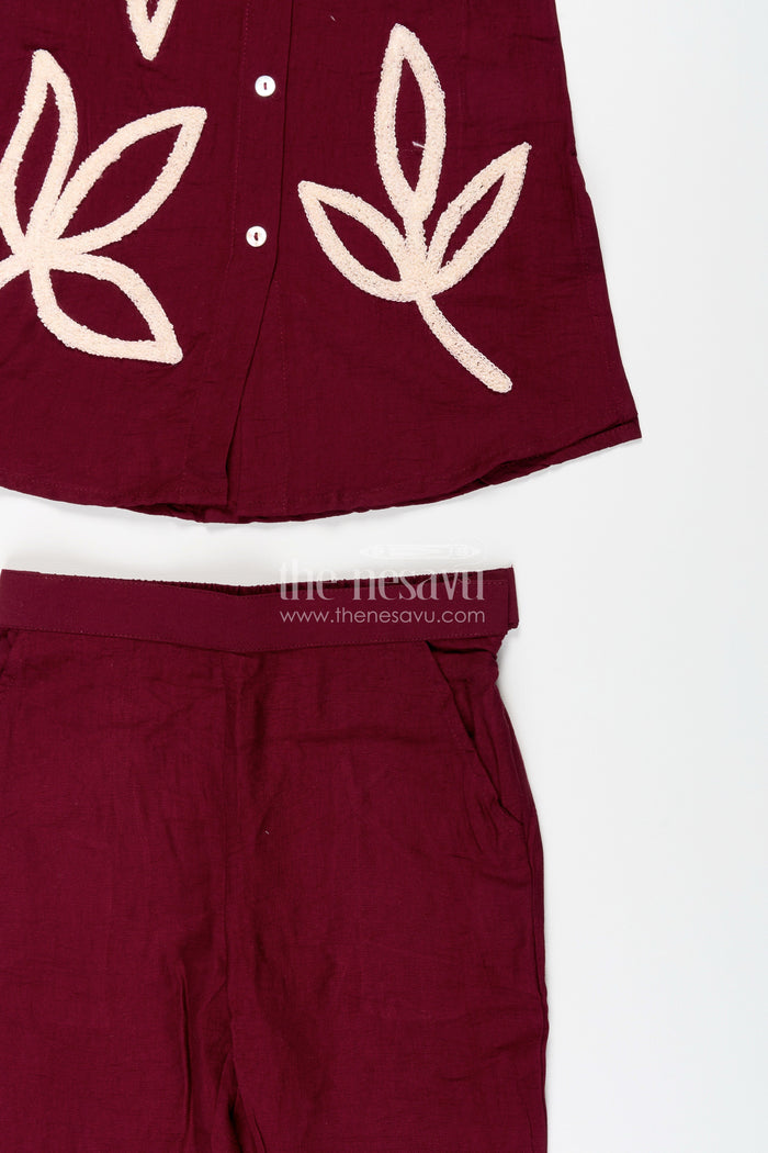 The Nesavu Girls Co-Ord Sets Girls Embroidered Plazzo Set for Casual Festive Days and School Functions Nesavu Nesavu girls embroidered plazzo kurta set soft viscose  ideal casual festive ethnic days