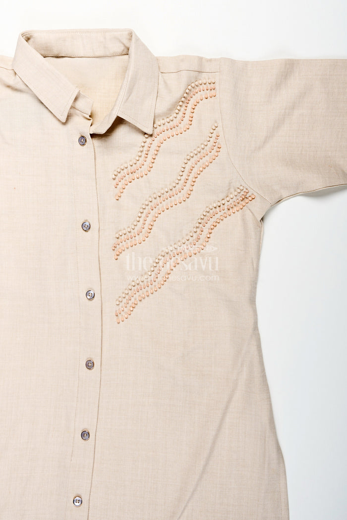 The Nesavu Girls Co-Ord Sets Girls Embroidered Plazzo Set for Family Gatherings and School Ethnic Days Nesavu Nesavu girls embroidered plazzo set viscose blend  ideal ethnic day casual functions