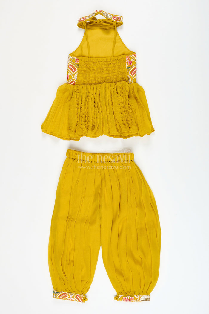 The Nesavu Girls Sharara / Plazo Set Girls Embroidered Sharara Set in Georgette for Weddings and Cultural Events Nesavu Nesavu girls embroidered georgette sharara set weddings festive functions stage performances