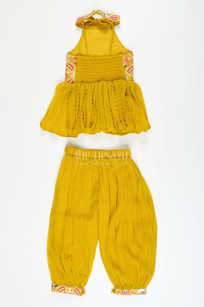 The Nesavu Girls Sharara / Plazo Set Girls Embroidered Sharara Set in Georgette for Weddings and Cultural Events Nesavu Nesavu girls embroidered georgette sharara set weddings festive functions stage performances