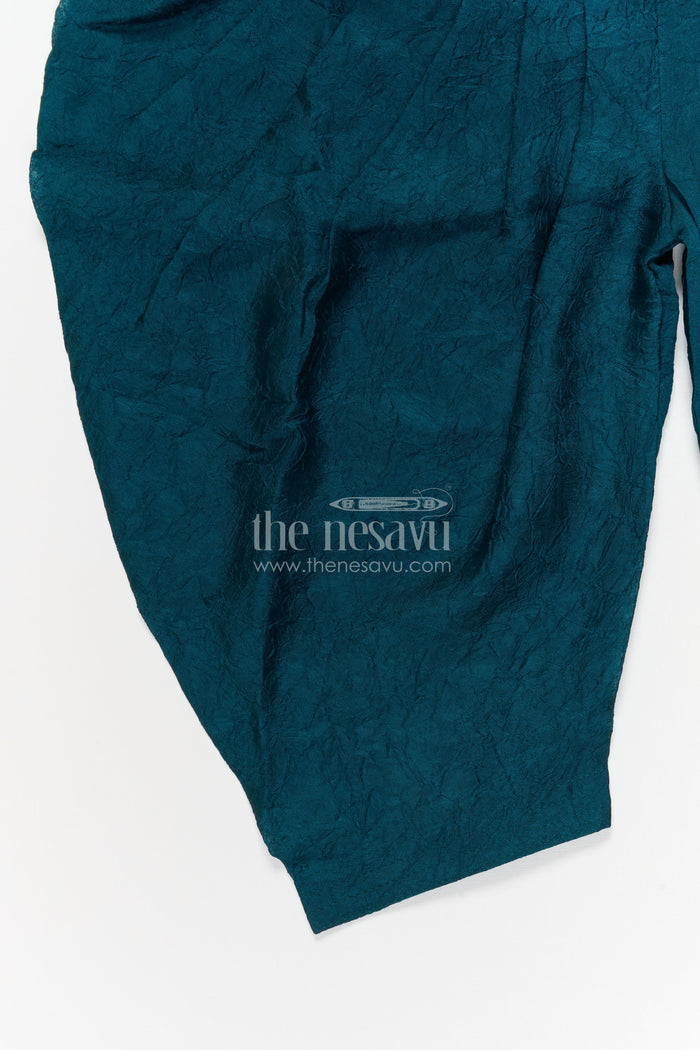 The Nesavu Girls Dothi Sets Girls Ethnic Dhoti Set with Mirror Work Top and Dupatta for Cultural Celebrations Nesavu Nesavu ethnic girls dhoti set with embroidered top and dupatta for weddings and festivals