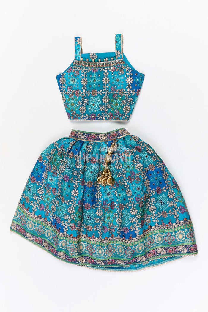 The Nesavu Girls Ethnic Lehenga Girls Ethnic Lehenga Set for Festive Weddings and Celebrations Nesavu 16 (1Y) / Blue / Viscose GL873A-16 Nesavu girls viscose jacquard silk lehenga set for weddings and festive occasions