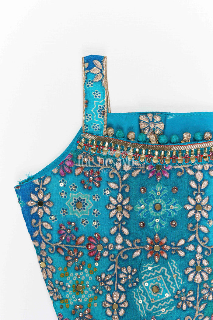 The Nesavu Girls Ethnic Lehenga Girls Ethnic Lehenga Set for Festive Weddings and Celebrations Nesavu Nesavu girls viscose jacquard silk lehenga set for weddings and festive occasions