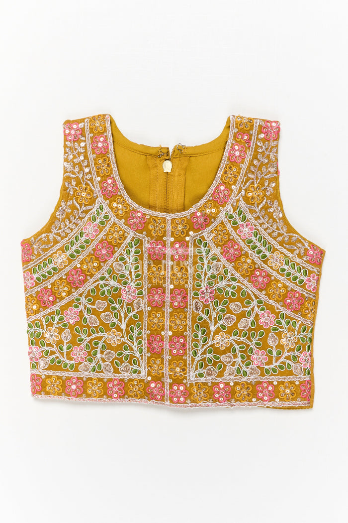 The Nesavu Girls Ethnic Lehenga Girls Ethnic Lehenga with Embroidered Blouse and Tassel Detail for Festive Occasions Nesavu Nesavu girls ethnic lehenga with embroidered blouse and tassel tie-up for festive celebrations