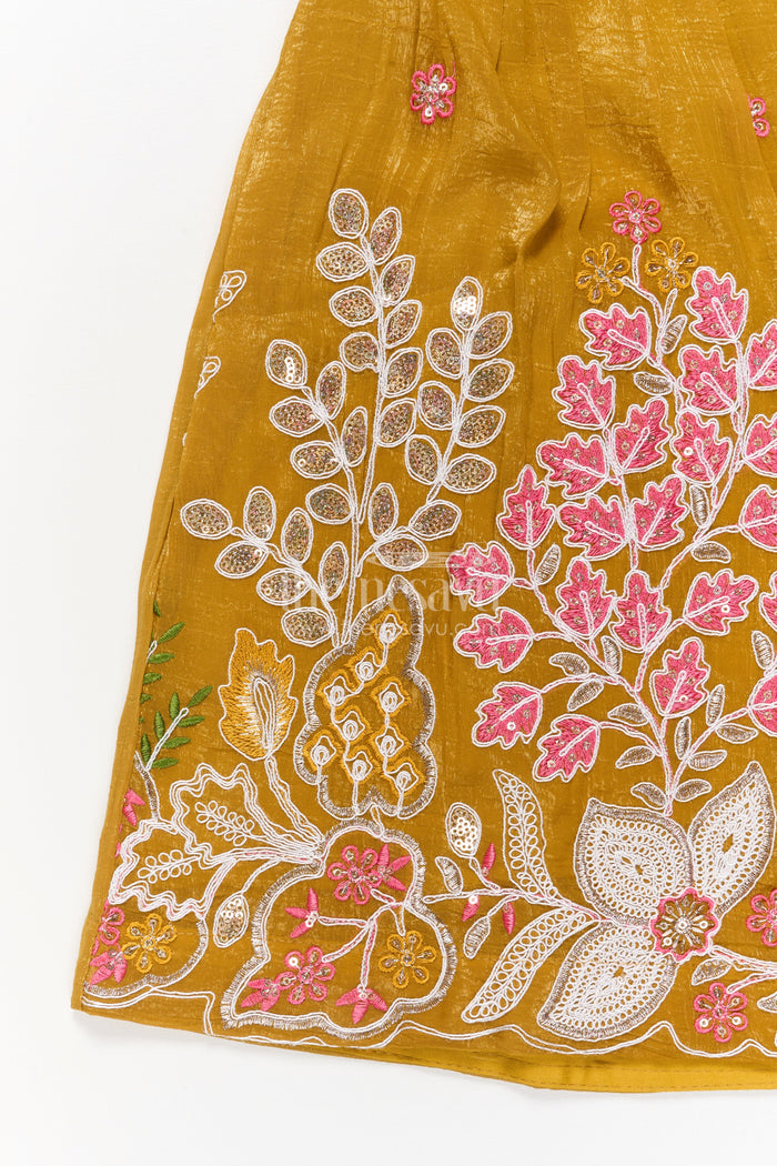 The Nesavu Girls Ethnic Lehenga Girls Ethnic Lehenga with Embroidered Blouse and Tassel Detail for Festive Occasions Nesavu Nesavu girls ethnic lehenga with embroidered blouse and tassel tie-up for festive celebrations