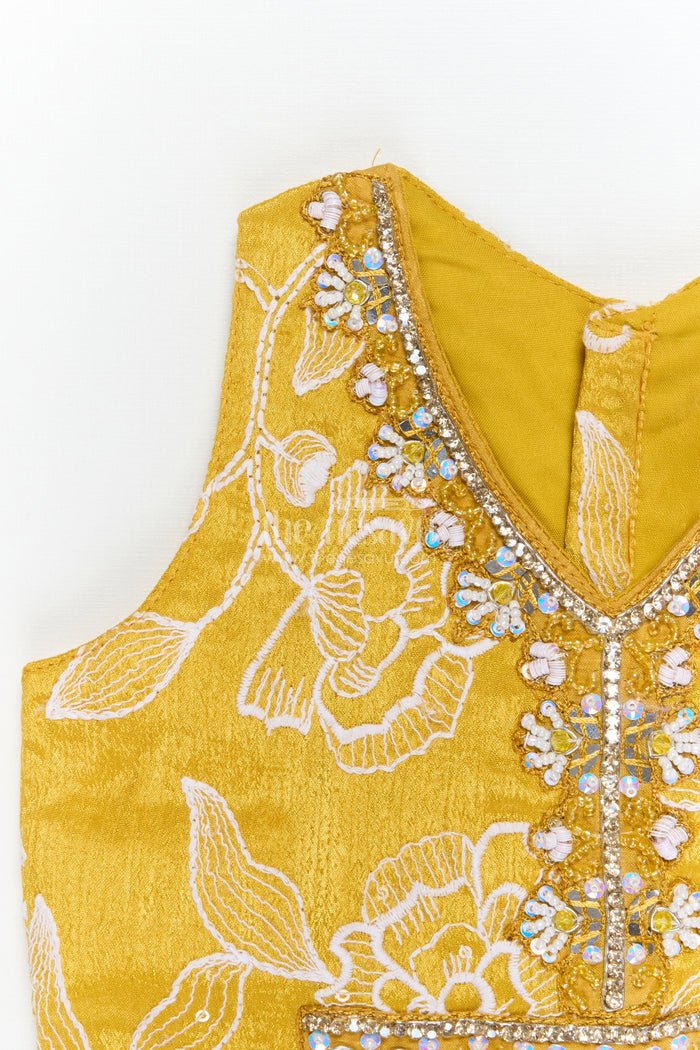 The Nesavu Girls Sharara / Plazo Set Girls Ethnic Palazzo Set for Diwali and Festive School Programs Nesavu Nesavu girls ethnic palazzo set with embroidered blouse for Diwali and cultural events