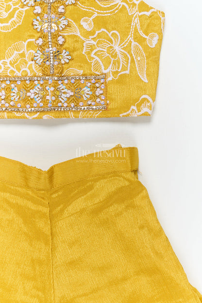 The Nesavu Girls Sharara / Plazo Set Girls Ethnic Palazzo Set for Diwali and Festive School Programs Nesavu Nesavu girls ethnic palazzo set with embroidered blouse for Diwali and cultural events