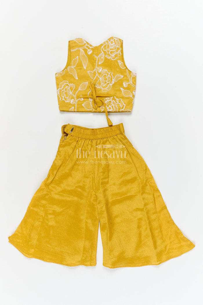 The Nesavu Girls Sharara / Plazo Set Girls Ethnic Palazzo Set for Diwali and Festive School Programs Nesavu Nesavu girls ethnic palazzo set with embroidered blouse for Diwali and cultural events