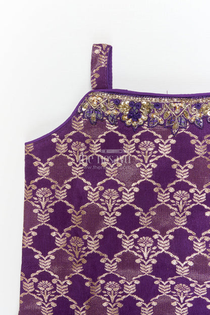 The Nesavu Girls Sharara / Plazo Set Girls Ethnic Sharara Set for Family Weddings and School Functions Nesavu Nesavu ethnic sharara set for girls with jacquard blouse – perfect for weddings and school functions