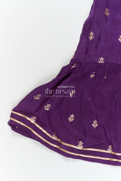 The Nesavu Girls Sharara / Plazo Set Girls Ethnic Sharara Set for Family Weddings and School Functions Nesavu Nesavu ethnic sharara set for girls with jacquard blouse – perfect for weddings and school functions