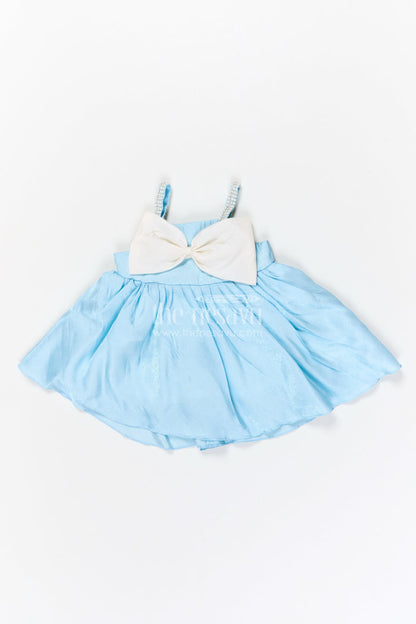 The Nesavu Girls Fancy Party Frock Girls Fancy Party Frock for Birthday Celebration Nesavu 14 (6M) / Blue / Satin PF287A-14 Nesavu girls satin fancy party frock with bow detail for birthday celebration