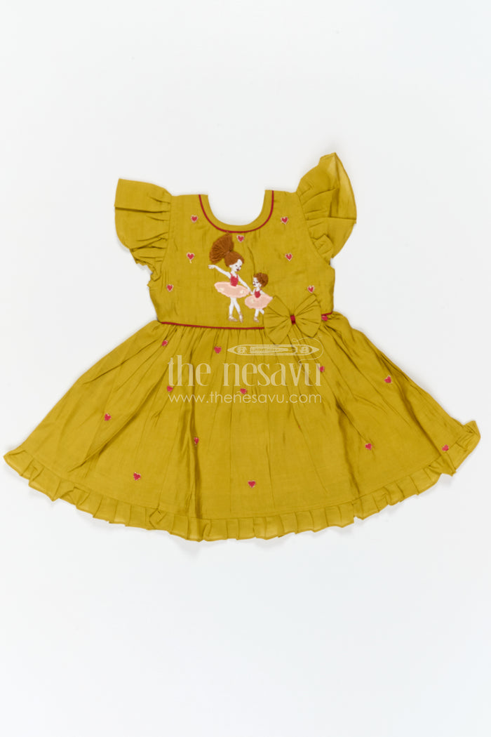 The Nesavu Girls Chanderi Frock Girls Festive Frock for Family Gatherings and Special Outings Nesavu Nesavu Girls Festive Chanderi Frock With Thread Embroidery For Family Celebrations