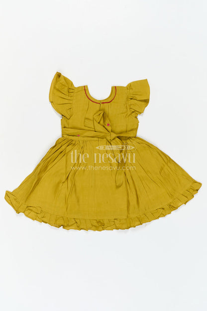 The Nesavu Girls Chanderi Frock Girls Festive Frock for Family Gatherings and Special Outings Nesavu Nesavu Girls Festive Chanderi Frock With Thread Embroidery For Family Celebrations