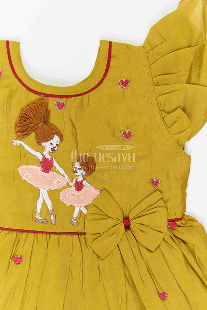 The Nesavu Girls Chanderi Frock Girls Festive Frock for Family Gatherings and Special Outings Nesavu Nesavu Girls Festive Chanderi Frock With Thread Embroidery For Family Celebrations