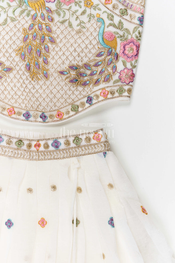The Nesavu Girls Fancy Lehenga Girls Festive Lehenga for Weddings and Grand Celebrations Nesavu Nesavu girls crushed georgette festive lehenga for weddings and celebrations with embroidered yoke