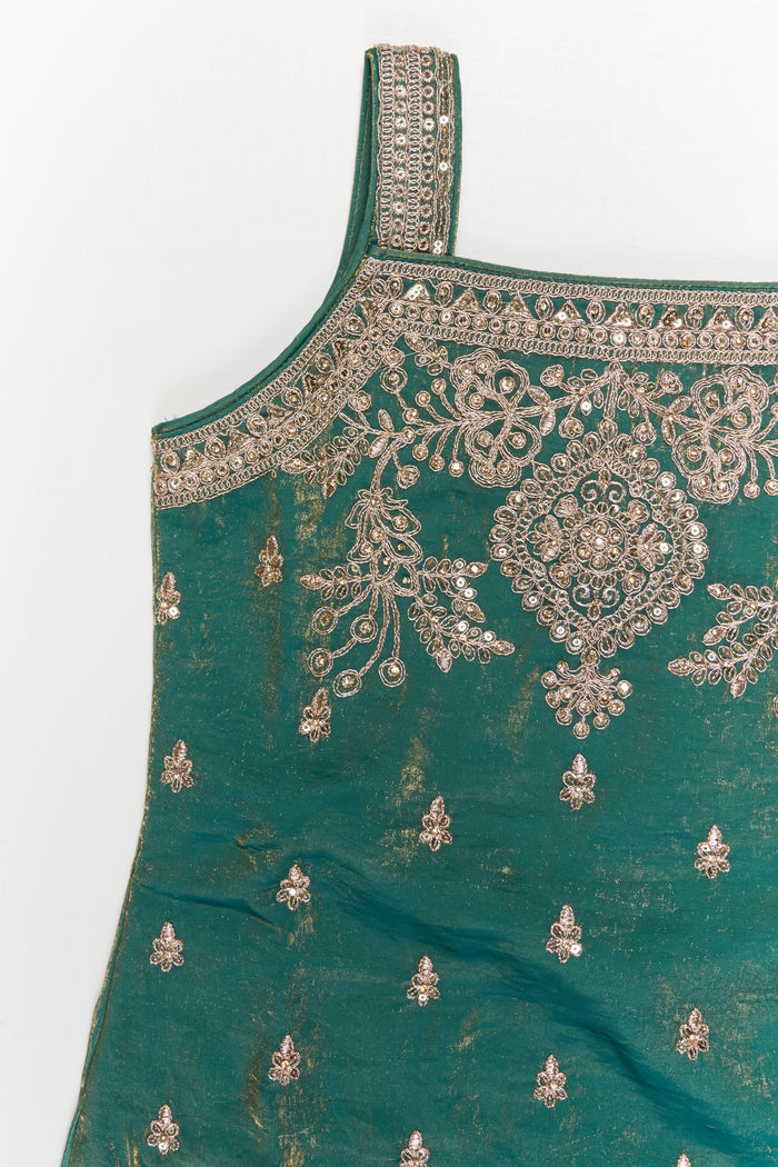 The Nesavu Girls Sharara / Plazo Set Girls Festive Sharara Outfit with Zari Thread Work and Flared Silhouette Nesavu Nesavu festive sharara set for girls with zari embroidery and dupatta – perfect for cultural events and weddings